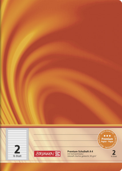 Schulheft Premium Vivendi A4 Lineatur 2 | 16 Blatt, orange
