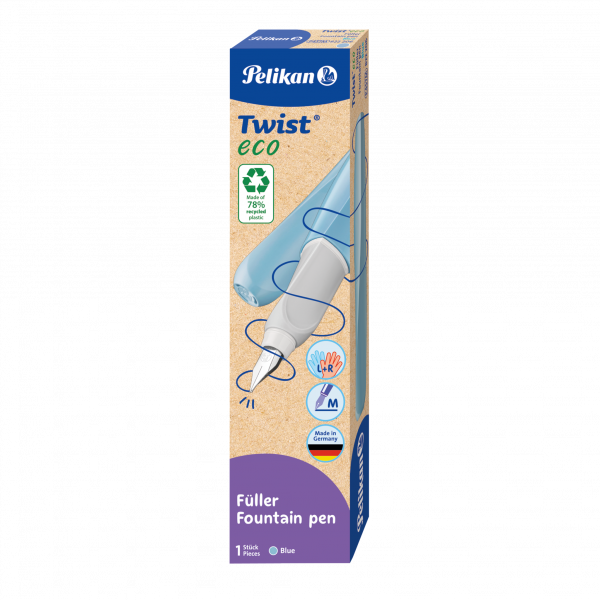 Füllhalter (Patronenfüllsystem) Pelikan Twist® eco Füller für Rechts- und Linkshänder, blue, Feder M