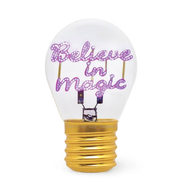 Legami Tischlampe Believe in Magic, Bulb Fiction - kabellose Believe Tischlampe in Glühlampen-Form