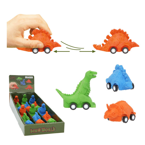 DINO WORLD Rasende Dino Radierer, Dinosaurier mit Rückzugmotor, Depesche
