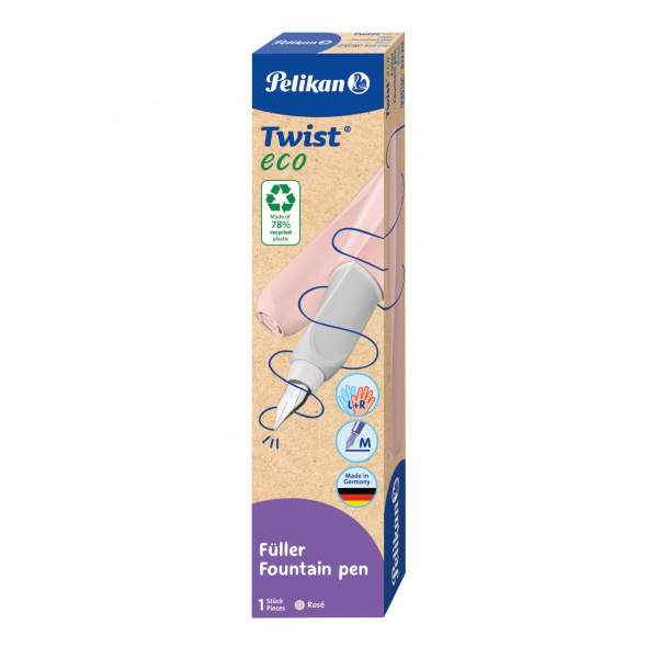 Füllhalter (Patronenfüllsystem) Pelikan Twist® eco Füller für Rechts- und Linkshänder, rosé, Feder M