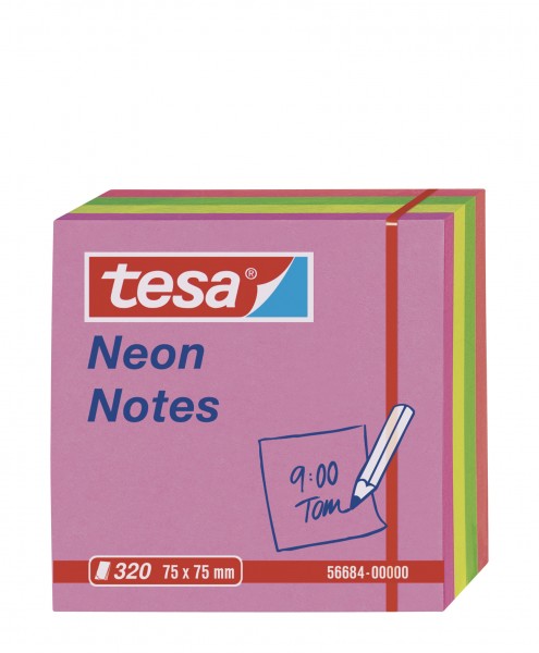 Haftnotiz Neon Notes 75x75mm 320Bl Würfel 4-farbig tesa®