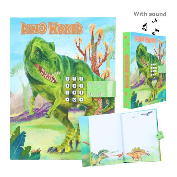 Dino World Geheimcode Tagebuch mit Sound, geheimes Tagebuch Dinosaurier mit Saurier-Gebrüll, Depesch