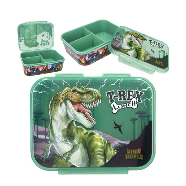 Dino World Brotdose REFLECTOR grün mit 3 Fächer, Depesche