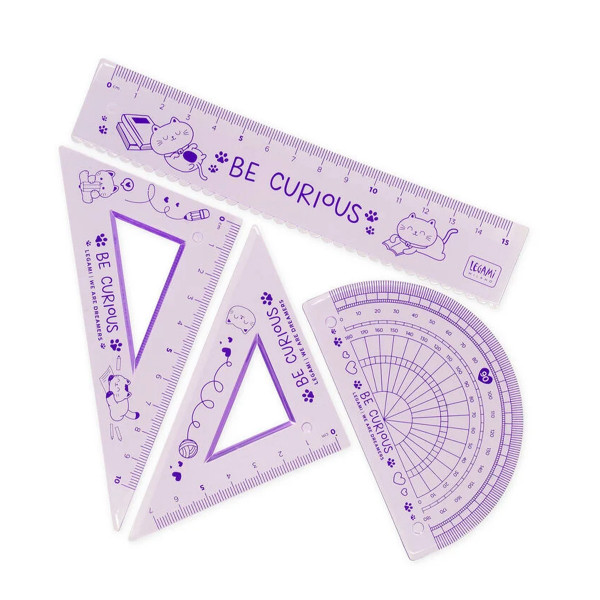 Legami Geometrieset Kitty You Rule! Super flexibles 4-teiliges lila Katze Kitty Set