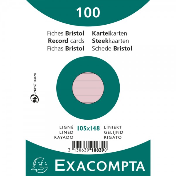 Karteikarten A6 lin 100St/Pkg rosa Exacompta