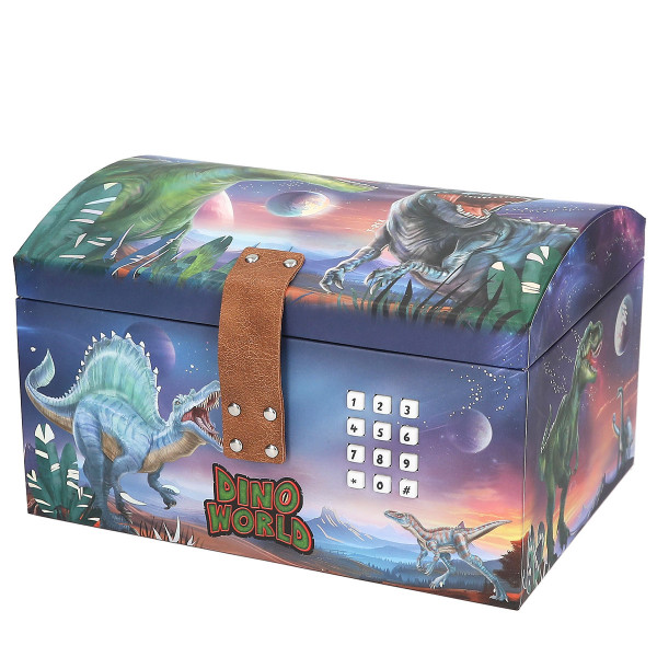 Dino World Schatztruhe mit Code, Sound und Licht, Depesche