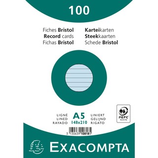 Karteikarten A5 lin 100St/Pkg blau Exacompta