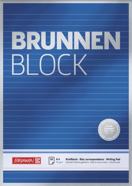 Briefblock A4 90g BRUNNEN liniert Premium BRUNNEN