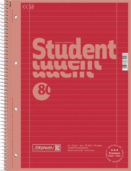 Collegeblock A4 red, Lin. 27 BRUNNEN