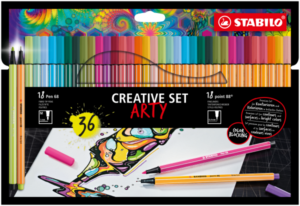 Schreibgeräteset Filzstift / Fineliner STABILO® Pen 68 / STABILO® point 88® Etui „ARTY: CREATIVE SET