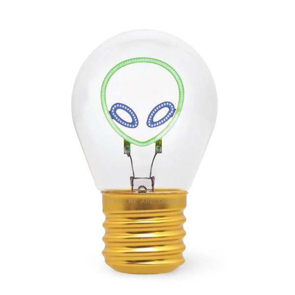 Legami Tischlampe Alien, Bulb Fiction - kabellose Alien Tischlampe in Glühlampen-Form