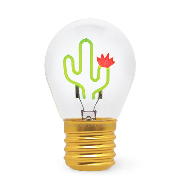 Legami Tischlampe Cactus, Bulb Fiction - kabellose Cactus Tischlampe in Glühlampen-Form