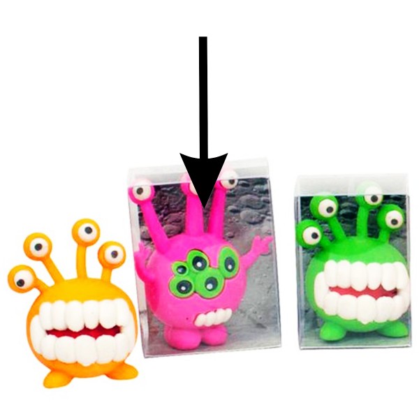 Radierer Alien, pink-grün, Trendhaus