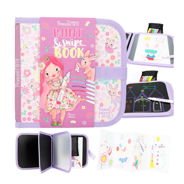 Princess Mimi Malbuch Paint &amp;Swipe Book, Durchpaus-und wieder Wegwisch-Buch mit 6 Stifte, Depesche