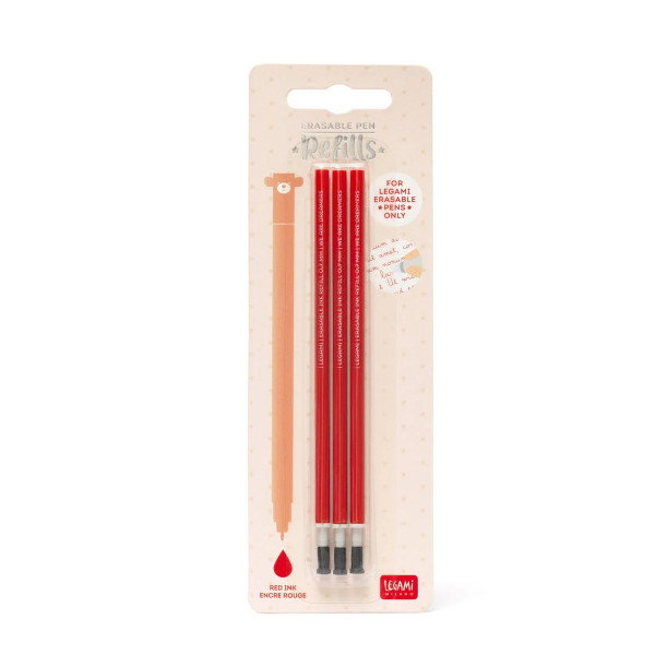 Legami Ersatzmine für den Löschbaren Gelstift, Set/3 Stifte mit roter thermoempfindlicher Tinte 