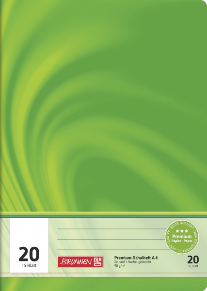 Schulheft Premium Vivendi A4 Lineatur 20 | 16 Blatt, grün