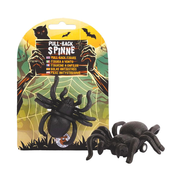 Rückzug-Spinne schwarz, ZOMBIE ZONE Aufzieh-Spinne, Trendhaus