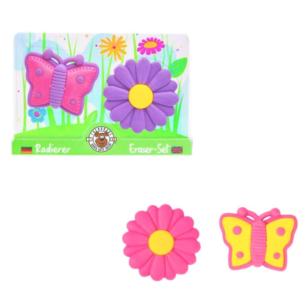 Blumen- und Schmetterling-Radierer, Radierer-Set Blume &amp; Schmetterling, Trendhaus