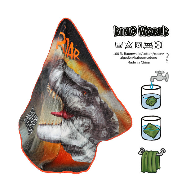 Dino World Magisches Handtuch orange oder grün, Depesche