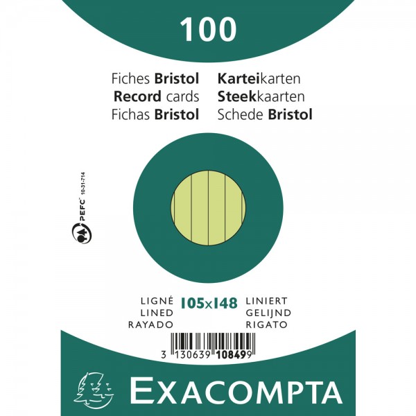 Karteikarten A6 lin 100St/Pkg grün Exacompta