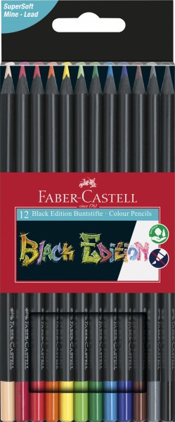 Faber-Castell Buntstifte Black Edition 12er Kartonetui