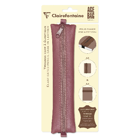 Age Bag, flaches Schlampermäppchen aus Leder für Notizbuch, 20x4,5 cm - Antikrosa