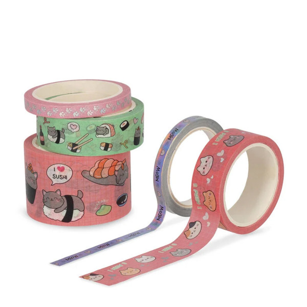 Legami 5 Papier-Klebebänder Cute Kitty im Set - Katze Kitty Tape by Tape