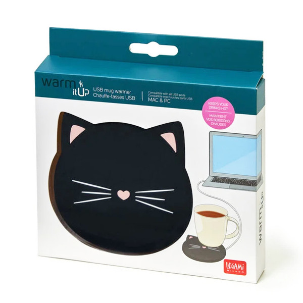 Legami USB Tassenwärmer Katze Cat, Tassenwärmer mit USB-Anschluss Warm It Up mit Cat Motiv
