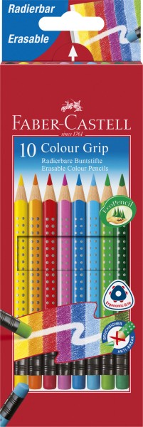 Faber-Castell Colour Grip 10er Kartonetui Radierbare Buntstifte