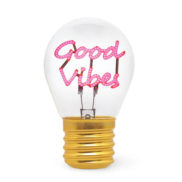 Legami Tischlampe Good Vibes, Bulb Fiction - kabellose Good Vibes Tischlampe in Glühlampen-Form