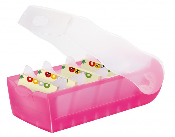 Karteibox CROCO A7, transl.-pink mit 5 Stützen und 100 Karten HAN