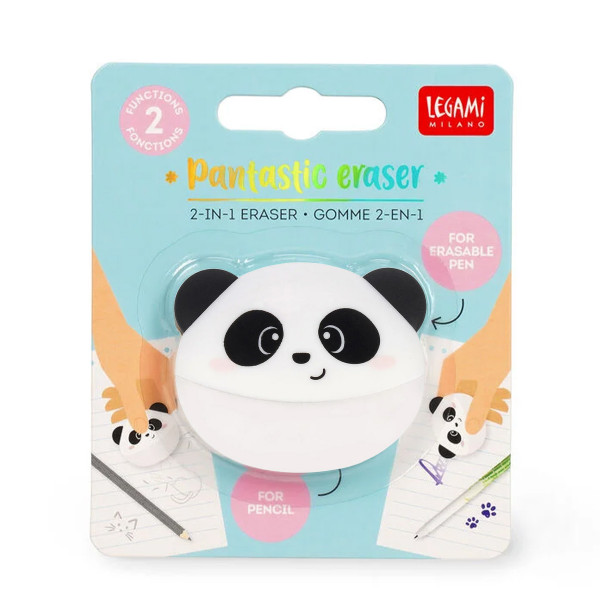 Legami 2-in-1-Radiergummi Panda - Pantastic Eraser Panda für Bleistift und löschbare Tinte