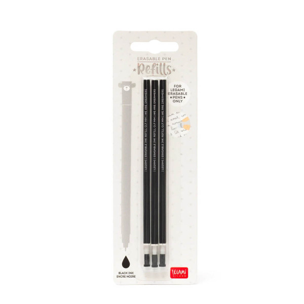 Legami Ersatzmine für den Löschbaren Gelstift, Erasable Pen mit schwarzer thermoempfindlicher Tinte